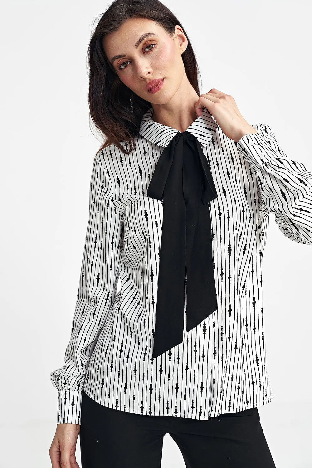 TEEK - Neck Tied Long-Sleeved Printed Shirt