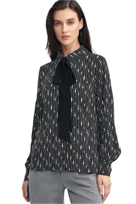 TEEK - Neck Tied Long-Sleeved Printed Shirt