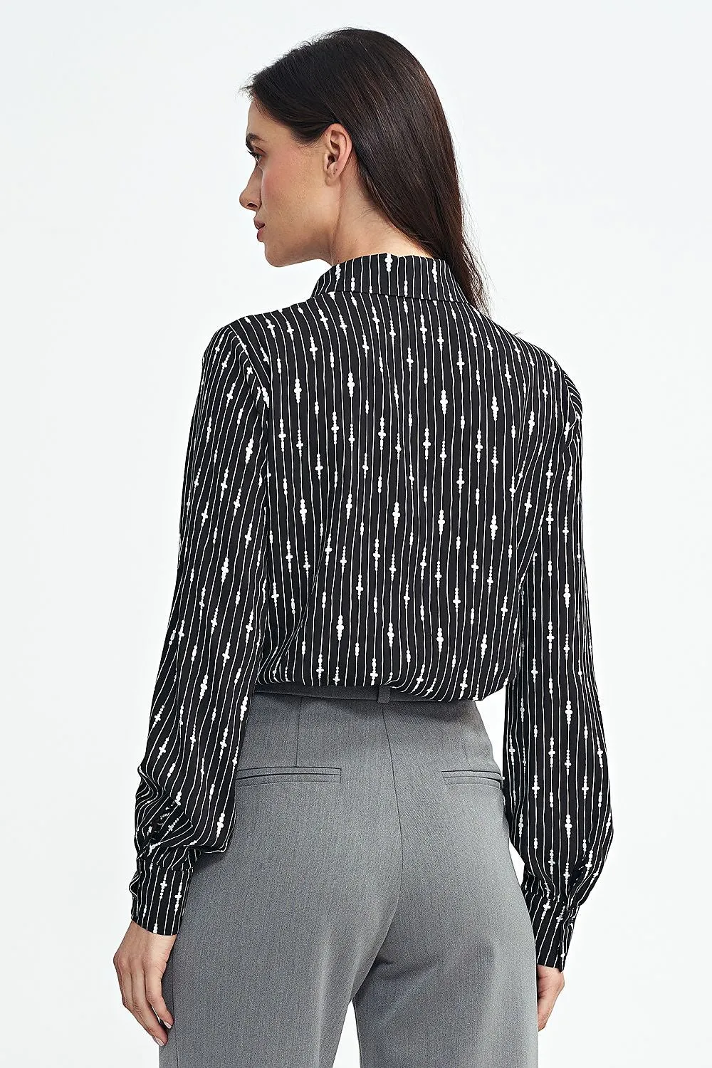 TEEK - Neck Tied Long-Sleeved Printed Shirt