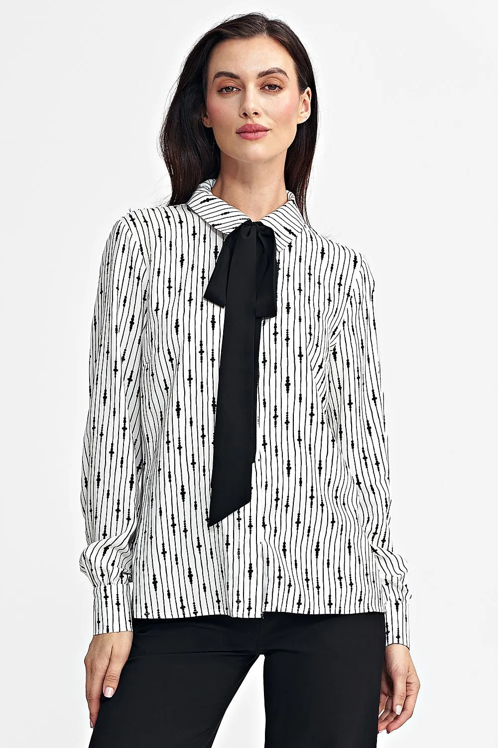 TEEK - Neck Tied Long-Sleeved Printed Shirt