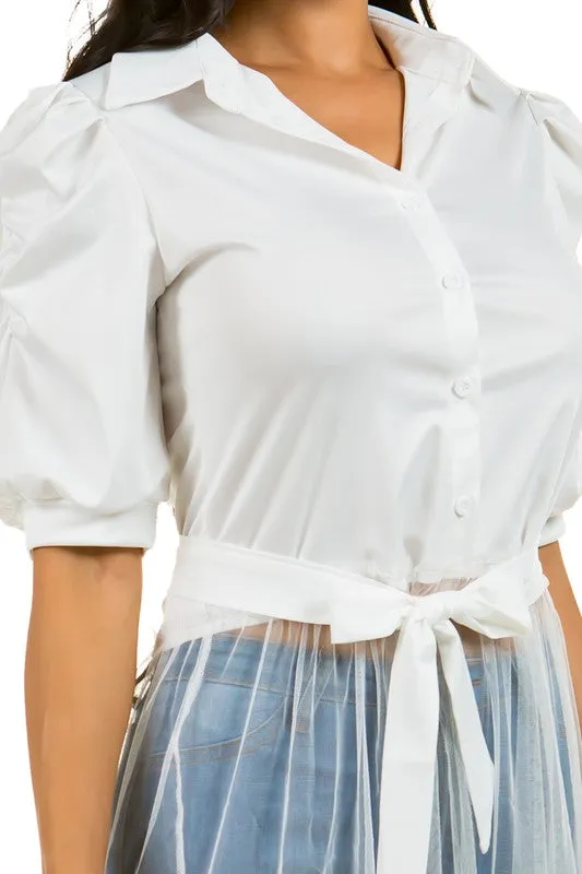 TEEK - WHITE LONG SHEER BOTTOM TOP