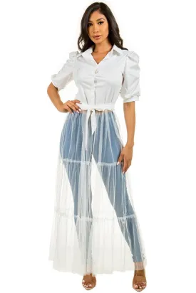 TEEK - WHITE LONG SHEER BOTTOM TOP