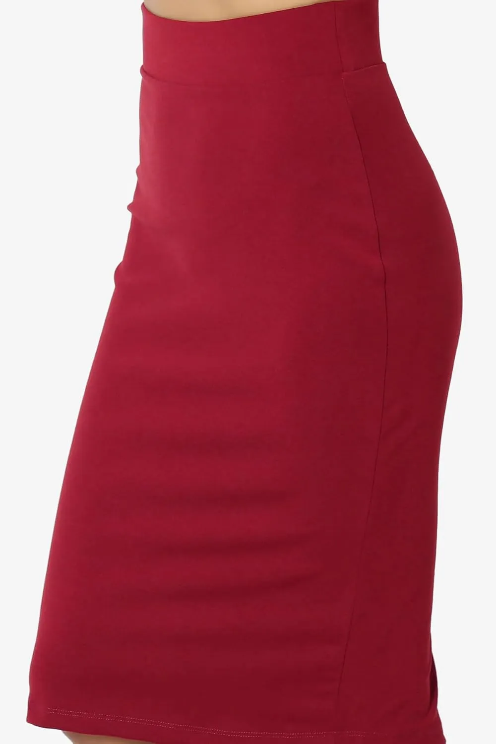 TheMogan Women's Versatile Elastic High Waist Soft Knit Bodycon Pencil Knee Midi Skirt