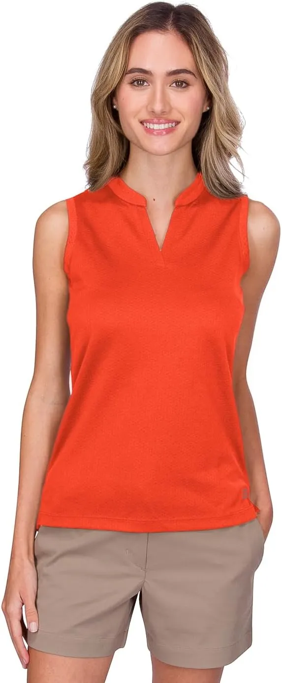 Three Sixty Six Womens Quick Dry Polo Shirt - Sleeveless and Collarless Golf Shirts w/ 4-Way Stretch Fabric and UV Protection