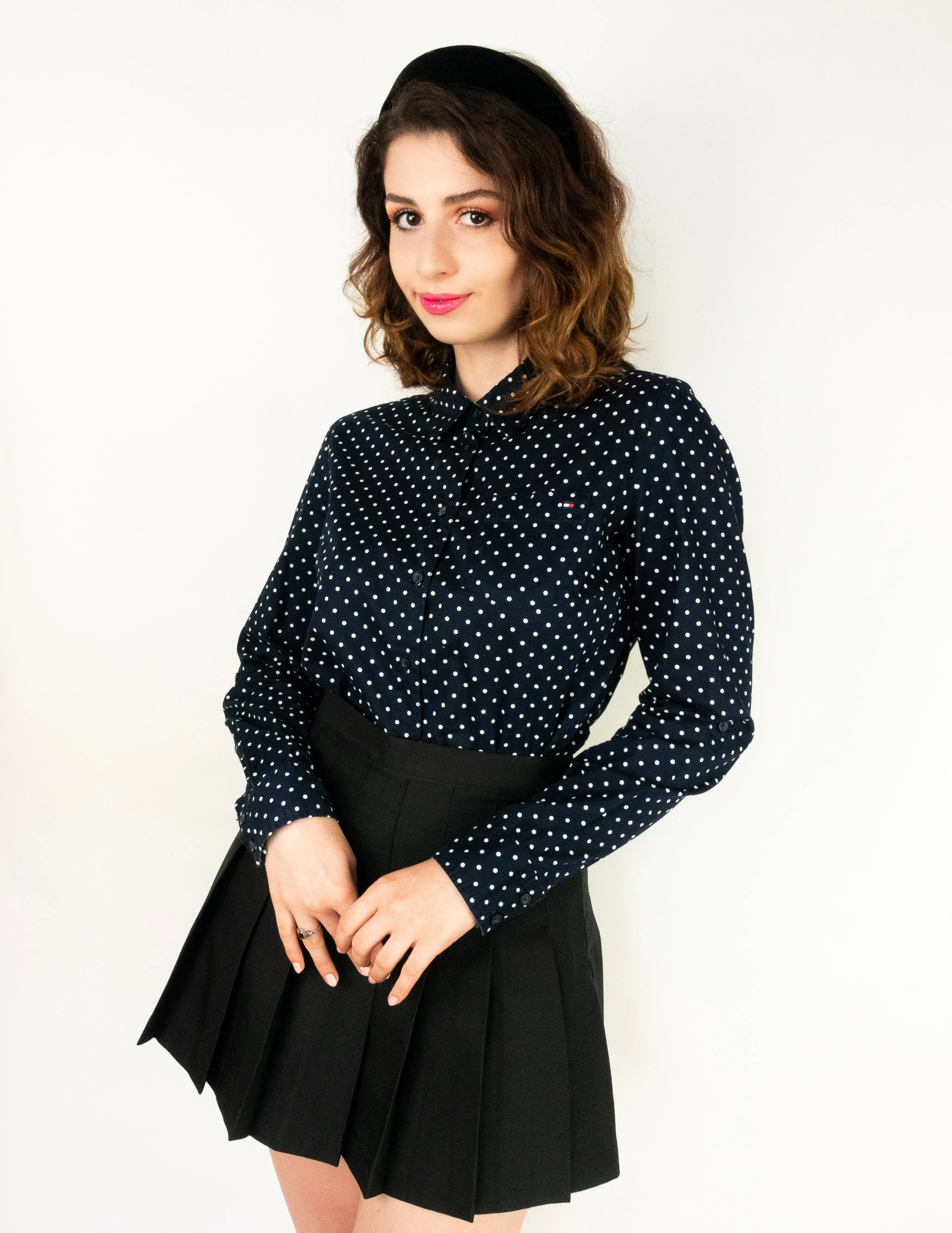 Tommy Hilfiger Polka Dot Button Down Navy
