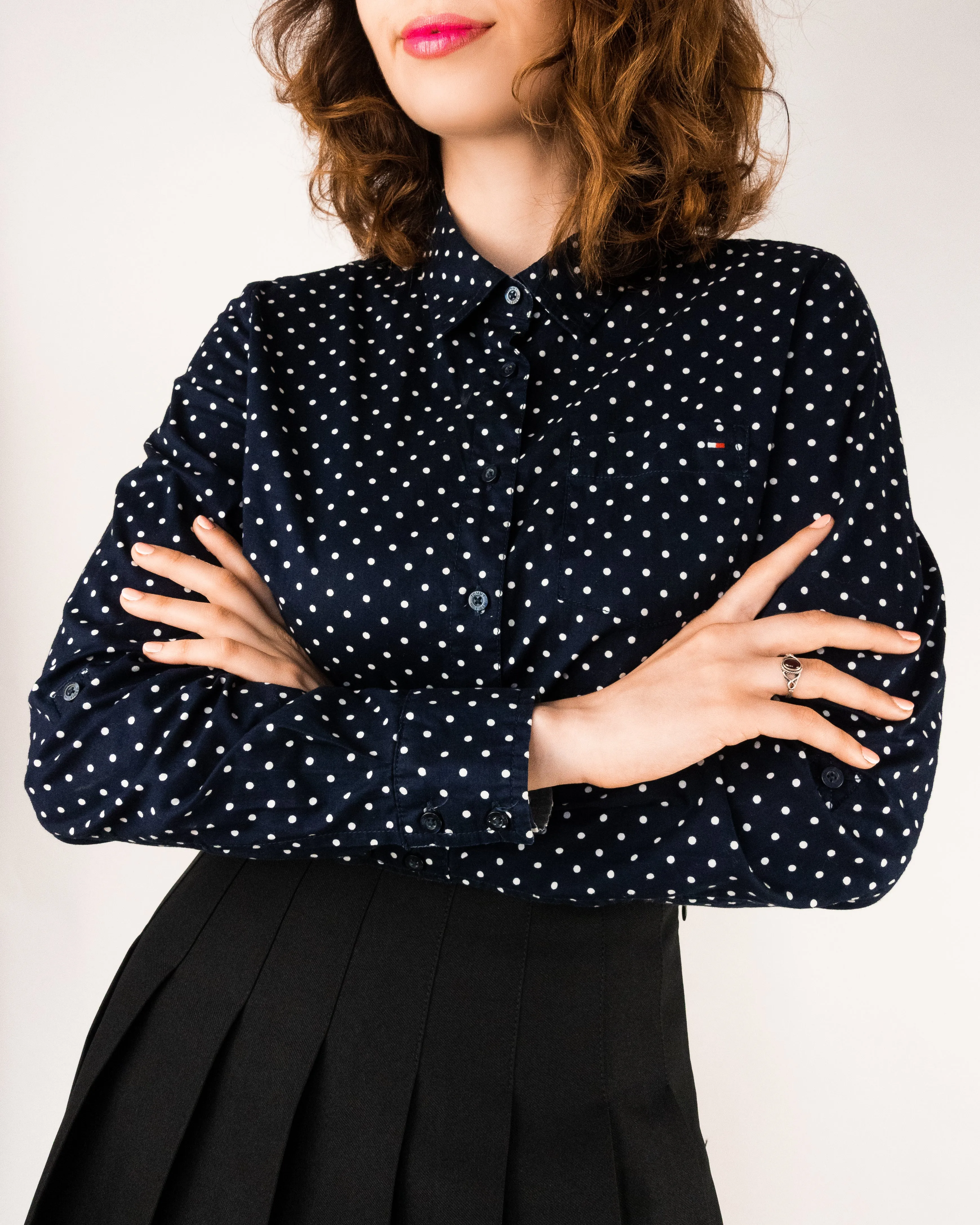 Tommy Hilfiger Polka Dot Button Down Navy