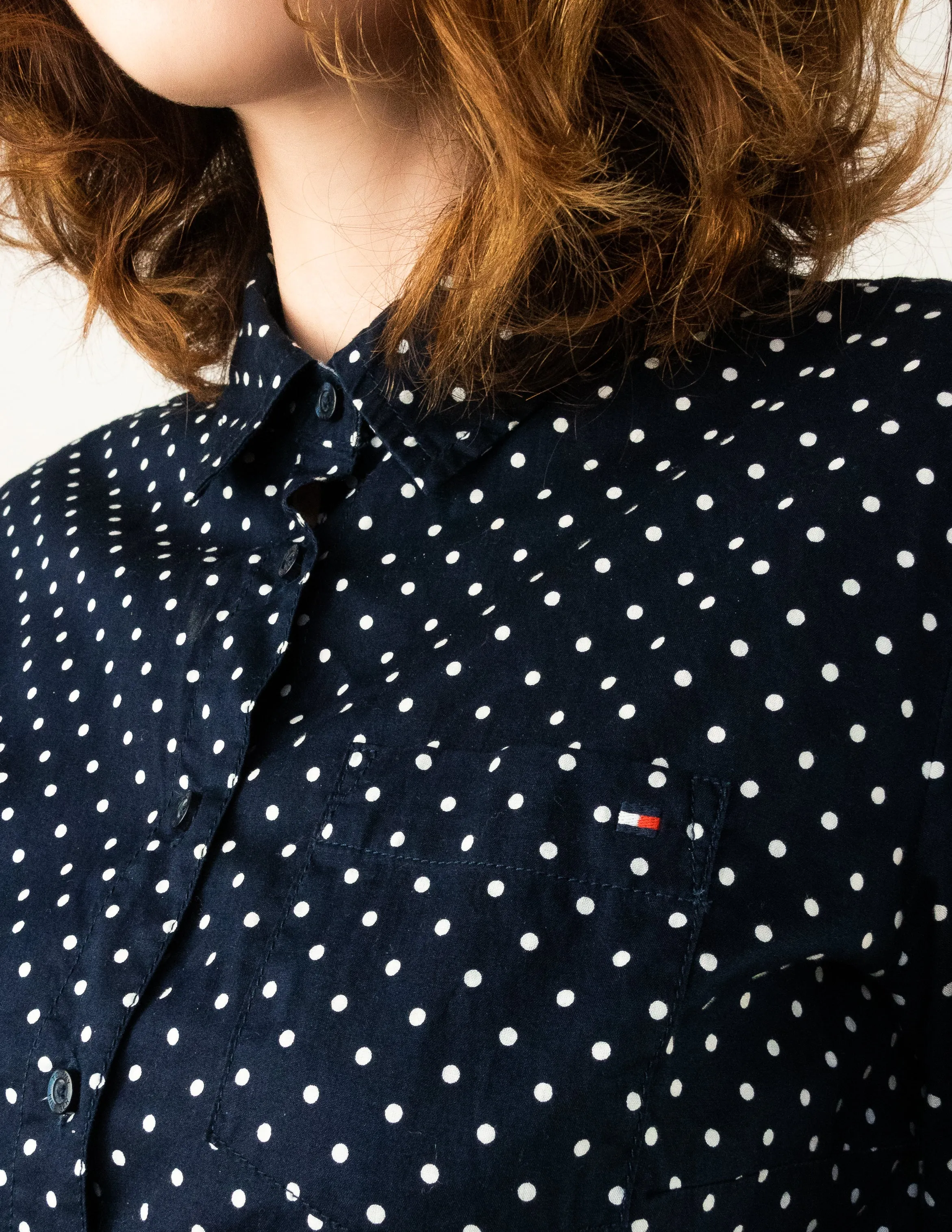 Tommy Hilfiger Polka Dot Button Down Navy