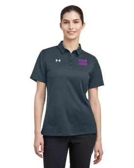Under Armour Ladies Tech Branded Polos, Stealth Grey