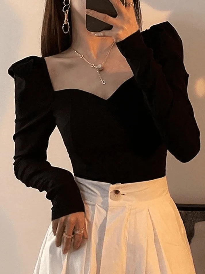 Uniwim ootd Ruched Puff Sleeve Blouse