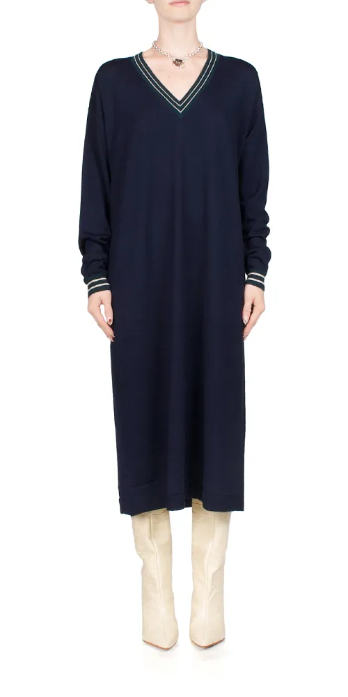 V-Neck Sweater Dress
