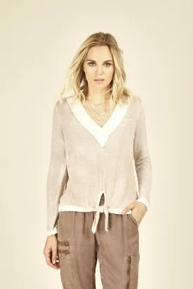 V Neck Tie Front Knit Top |  Vintage Havana