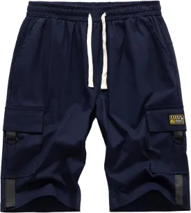 Vcansion Men's Casual Cotton Loose Fit Lightweight Multi-Pockets Cargo Shorts