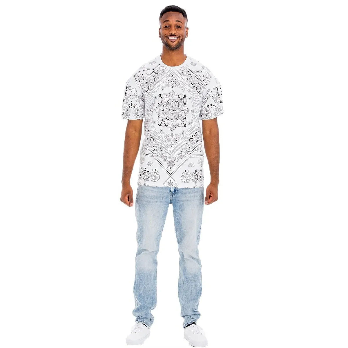 White Paisley Crewneck T-shirt