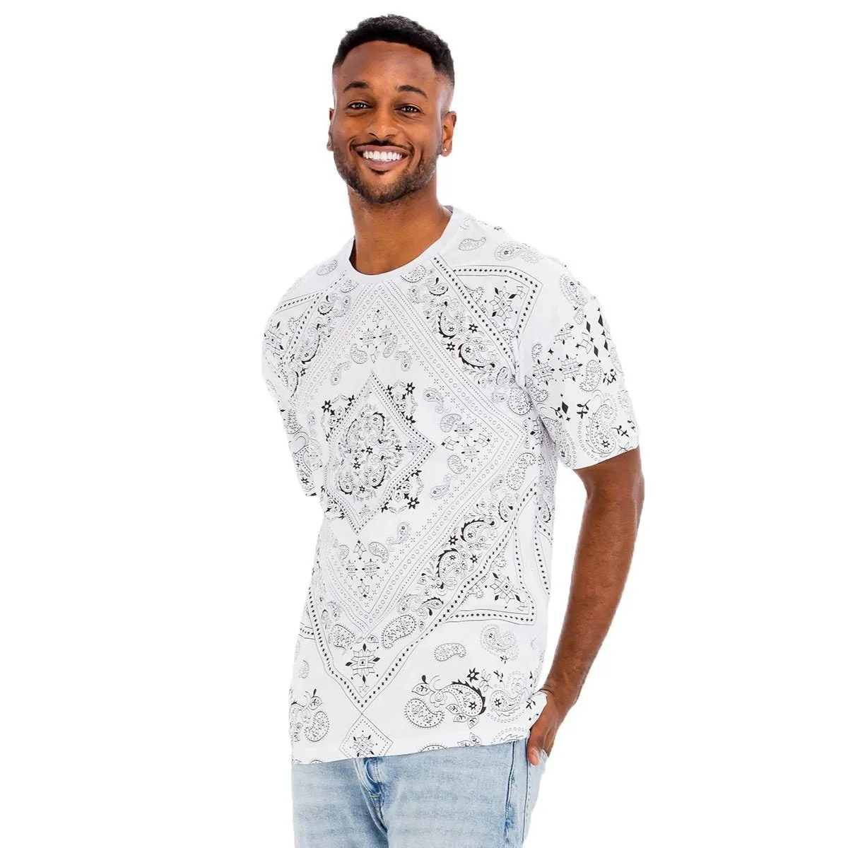 White Paisley Crewneck T-shirt