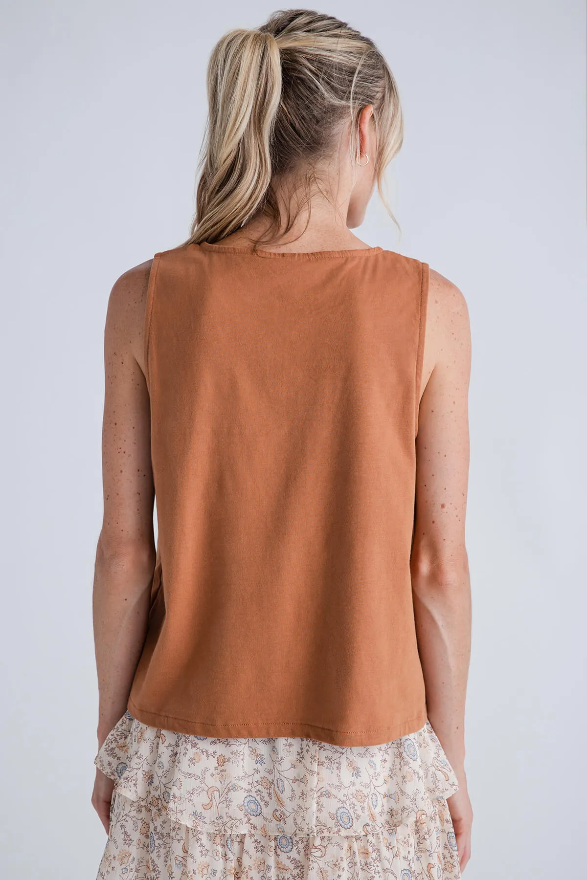 Wishlist Button Up Relaxed Crop Knit Tank Top