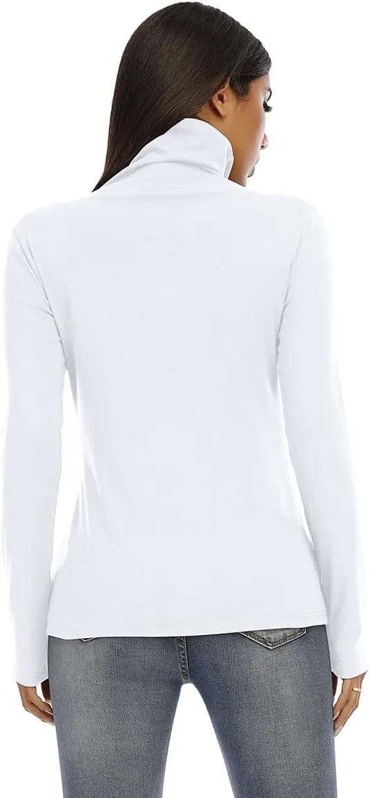 Women's Basic Long Sleeve Turtleneck T-Shirt Solid Slim Soft Cotton Tops