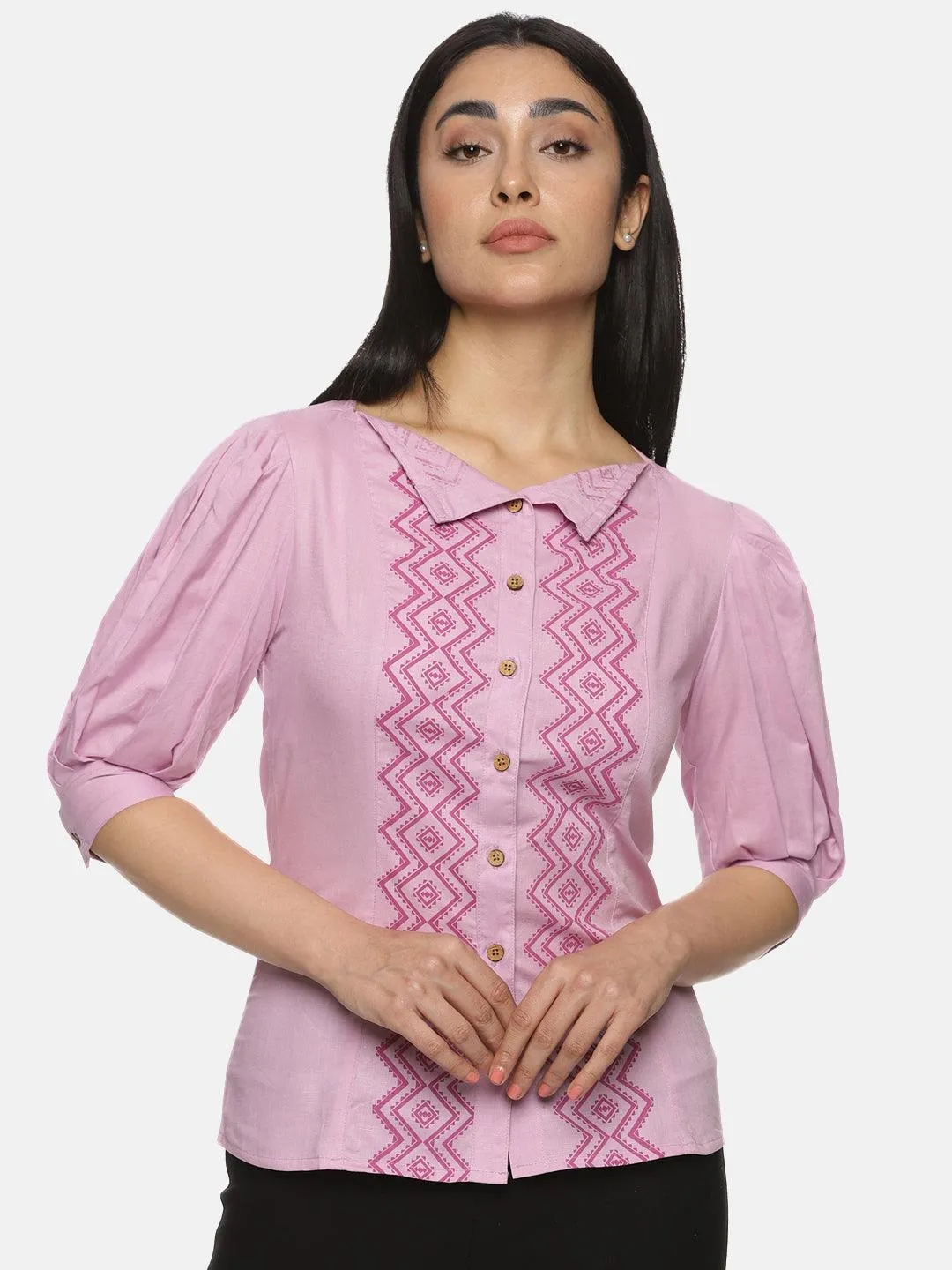Women's Casual Lavender Cotton Half Sleeves Top - Soft, Stylish, and Comfortable