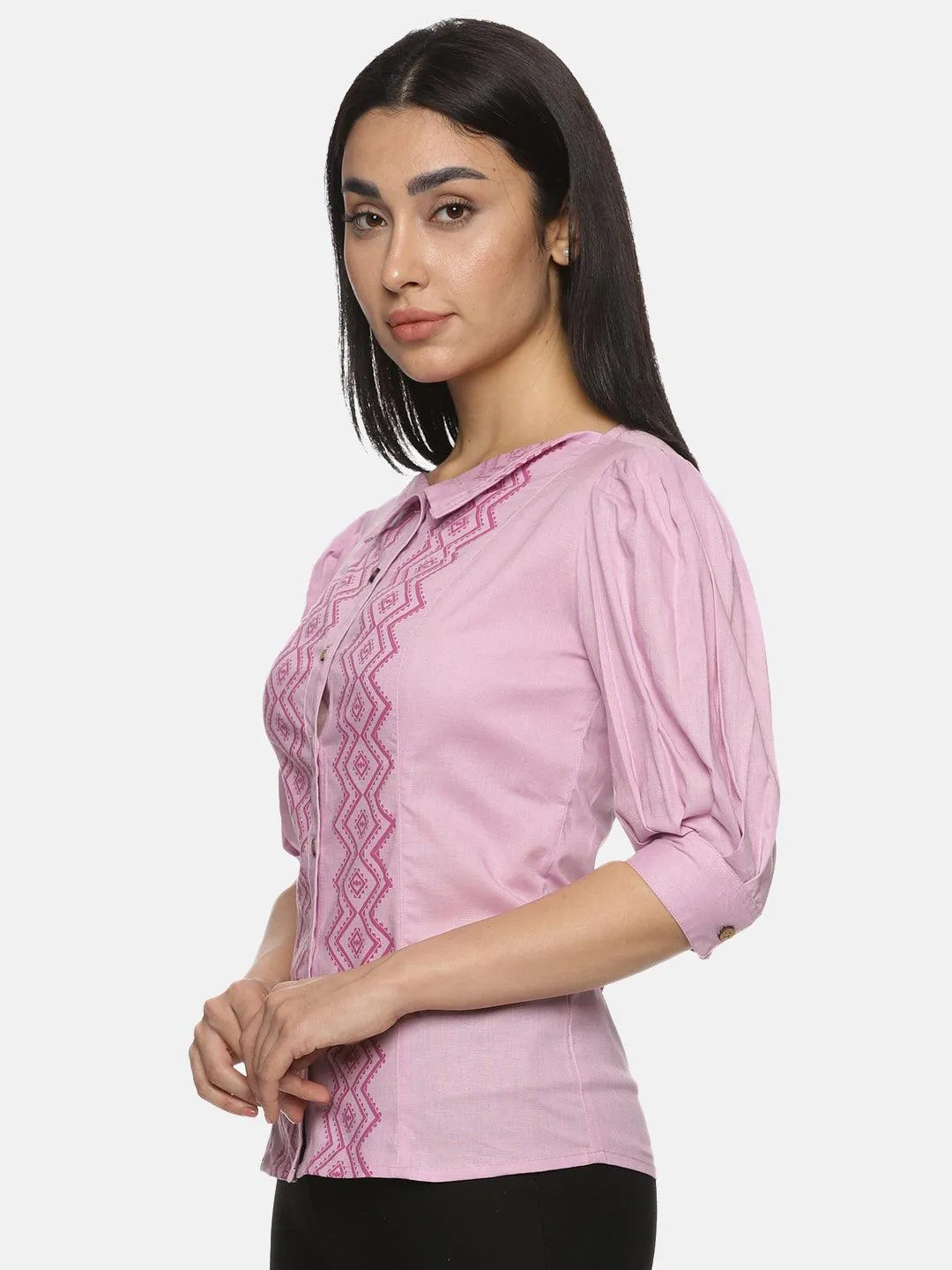 Women's Casual Lavender Cotton Half Sleeves Top - Soft, Stylish, and Comfortable