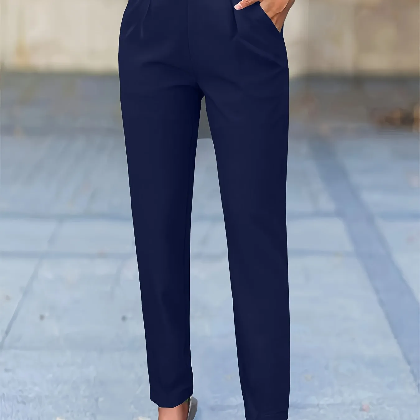 Womens Comfy Solid Elastic Waist Loose Pants - Effortlessly Chic Casual Style for Spring & Summer - Breathable Everyday Wear