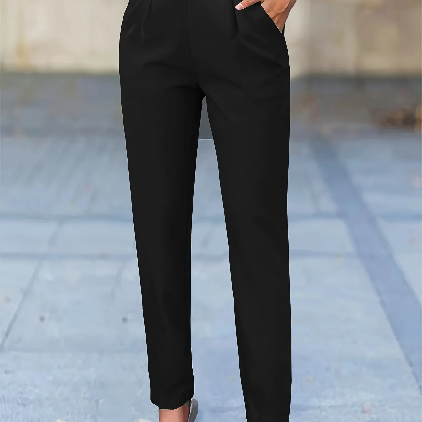 Womens Comfy Solid Elastic Waist Loose Pants - Effortlessly Chic Casual Style for Spring & Summer - Breathable Everyday Wear