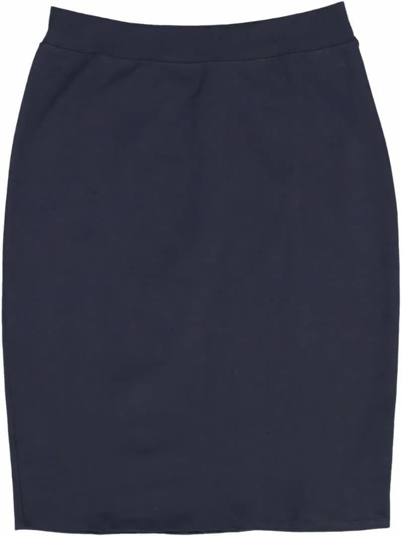 Womens Cotton Stretch Pencil Skirt - Elastic Waist Office Skirt Knee & Below Knee Lengths