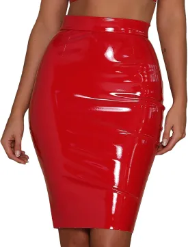 Womens Stylish Leather Skirt Sexy Faux Mini High Waist Casual Zip Slim Pencil Design Plus Size