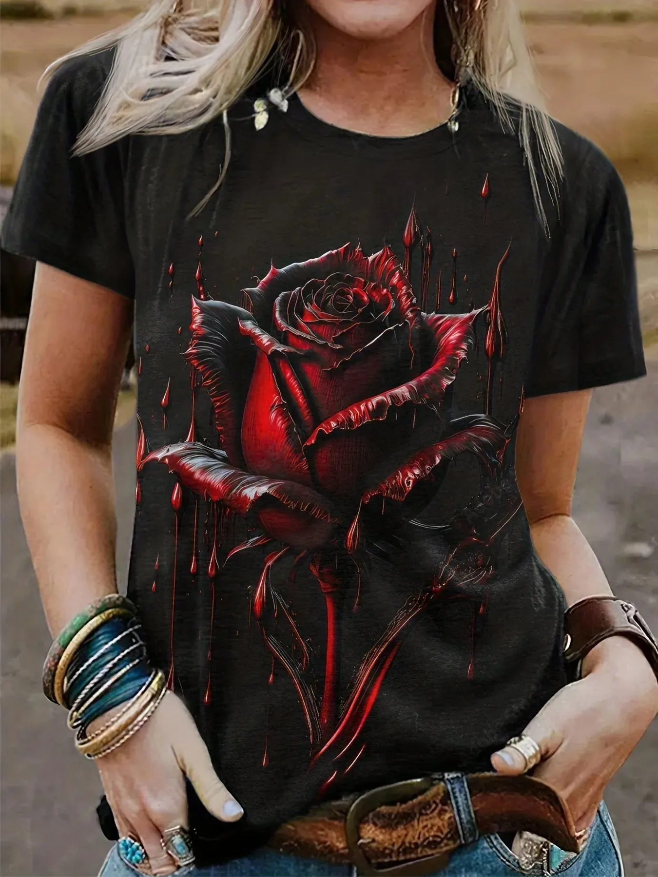 Women's T Shirt Short Sleeve Top 3d*