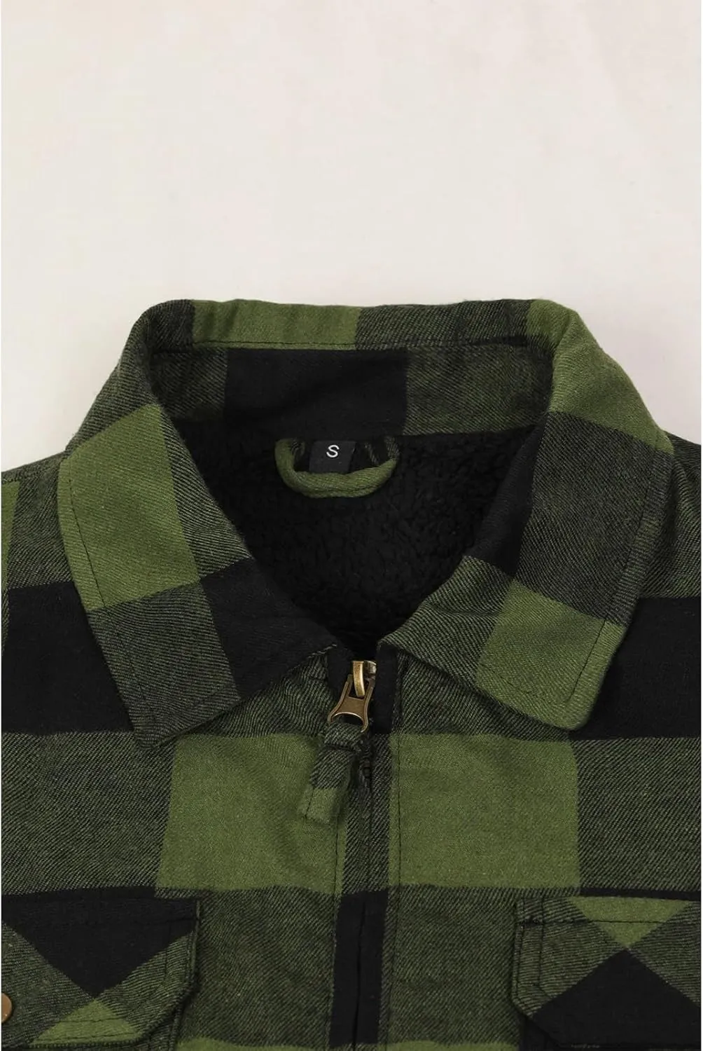 ZENTHACE Men's Sherpa Lined Full Zip Plaid Flannel Jacket Shirt,Brushed Cozy Outdoor Work Shacket Jackets